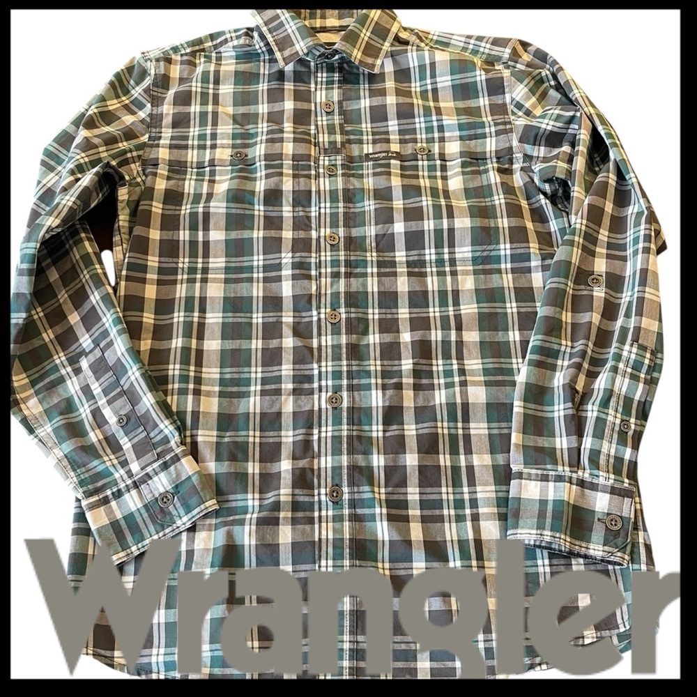 Wrangler Green/Black/White Regular Fit Button Front Shirt (S)